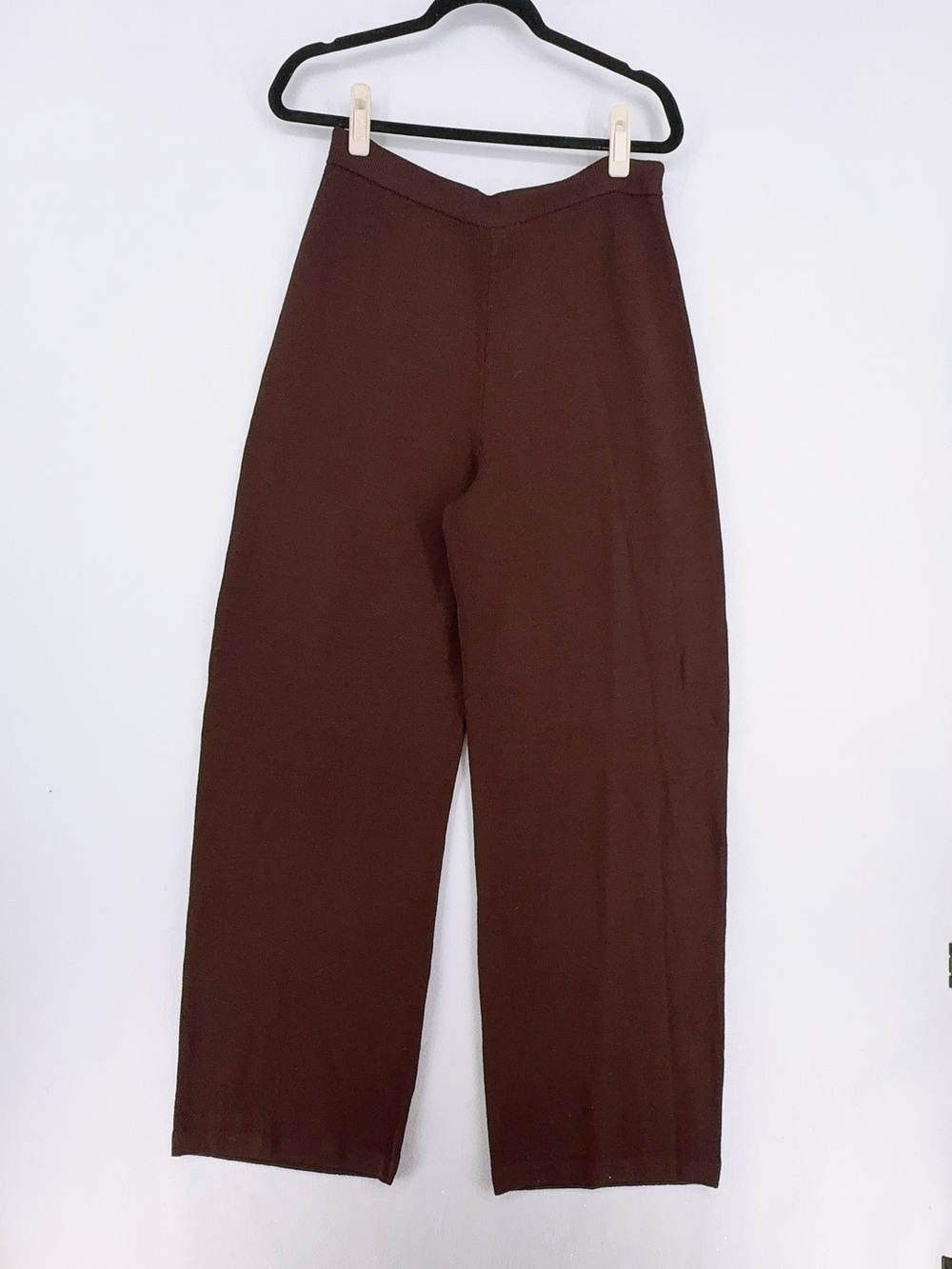 NWOT St. John Collection Brown Knit Wide Leg Pull On Pants wool Médium